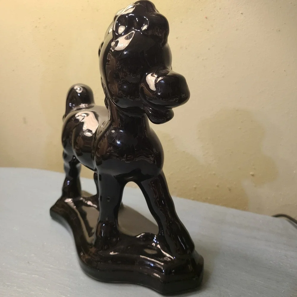 Vtg Black MCM Mid Century Modern Ceramic Pony Glossy Glaze Rempel Horse Figurine